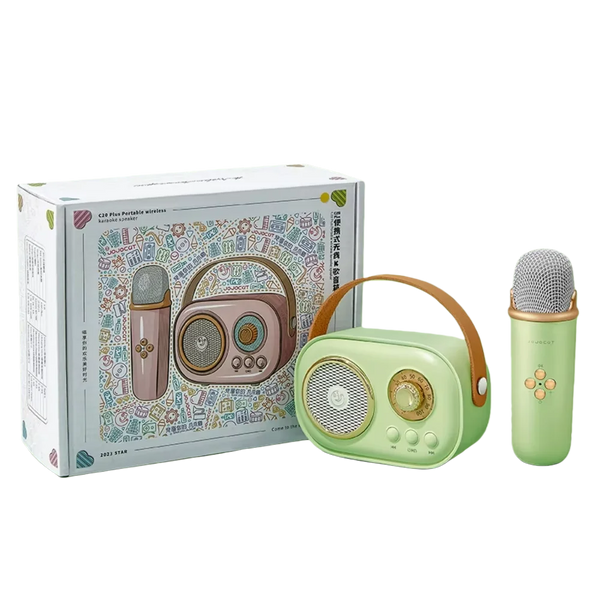 Bluetooth-Compatible Karaoke Machine With 1-2 Wireless Microphones Portable PA Speaker System for Home Family Party Kids Gifts