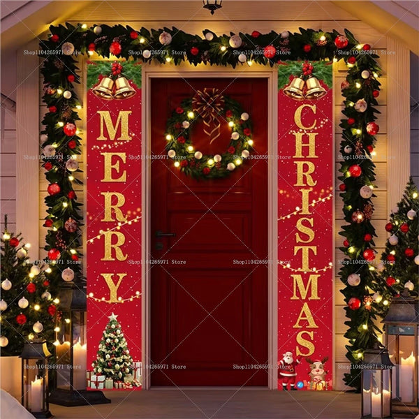 Christmas Door Banner Door Couplet Merry Christmas Decoration For Home 2025 Navidad Kerst Natal Noel Xmas Decor New Year 2026