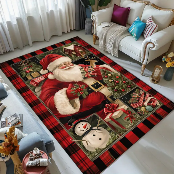 Christmas Red Santa Claus Truck Pattern Carpet Door Mat Door Mat Mat Living Room Carpet Christmas Decoration Room Home Decor